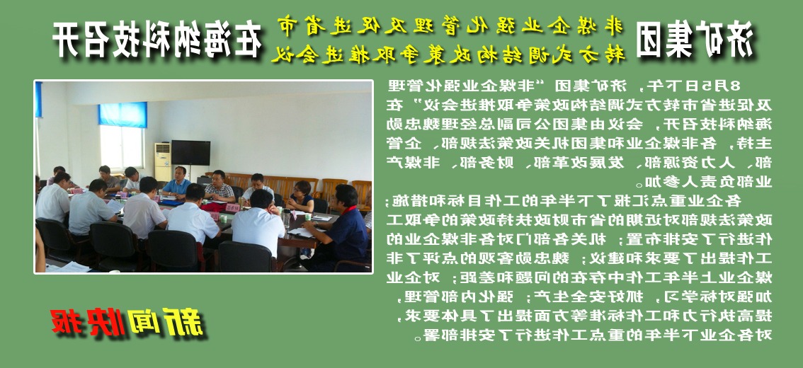 【图文】济矿集团非煤企业强化管理及促进省市转方式调结构政策争取推进会议在海纳科技公司召开